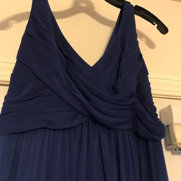 David's Bridal Long Mesh Dress- Cowl Bell Detail - Picture 2 of 4